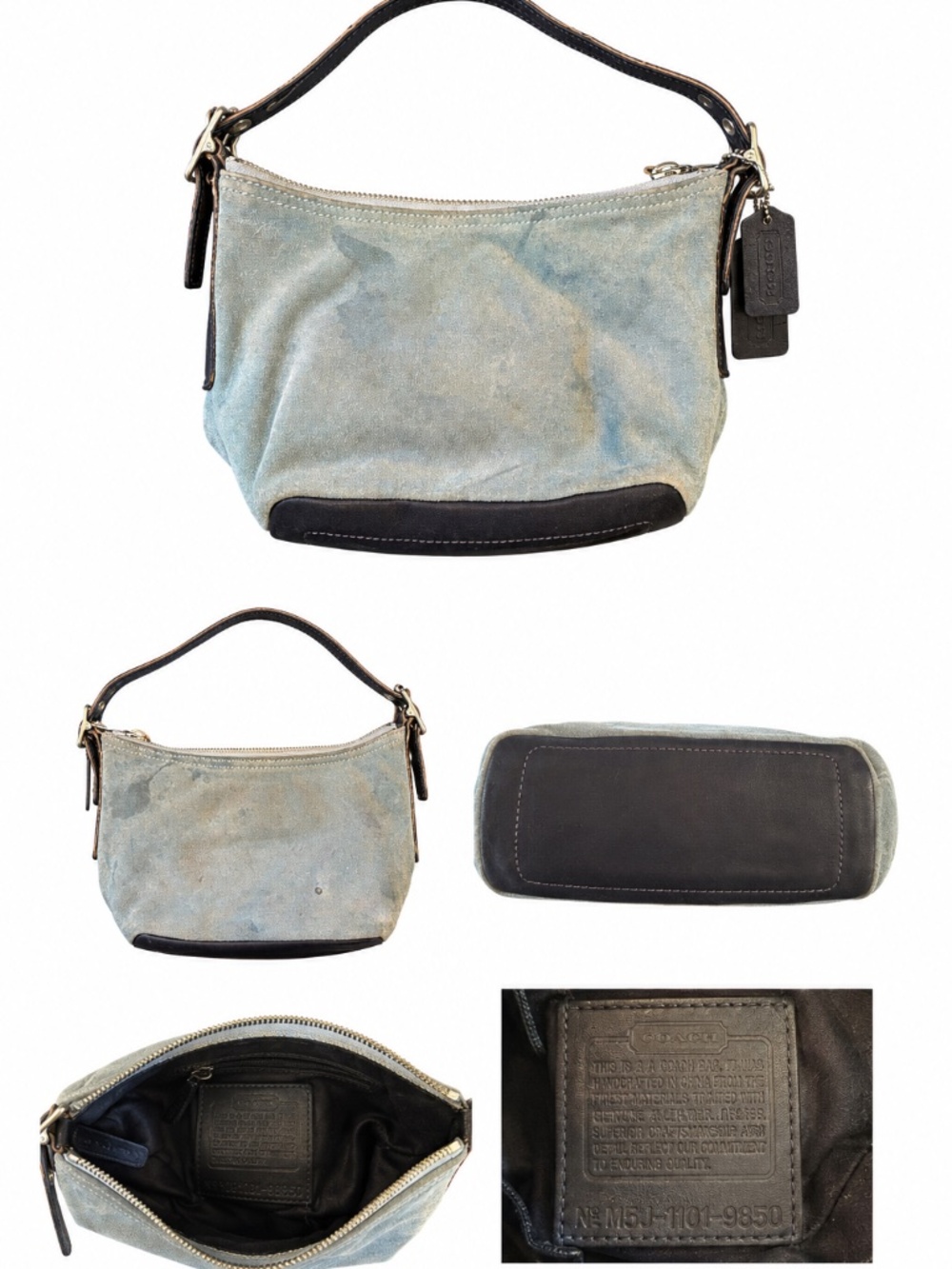 Garage Blowout Y2K Coach Blue Suede Leather Hobo Shoulder Bag